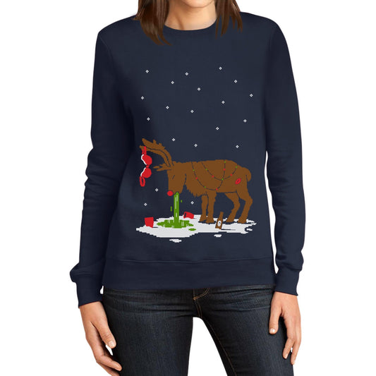 Verkatertes Rentier Witziges Ugly Christmas Motiv Frauen Sweatshirt