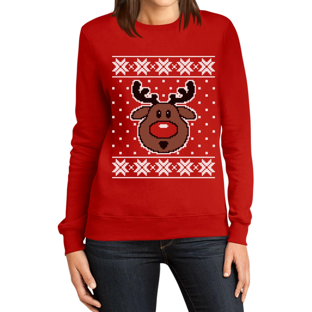 Rudolph Rudolf Rentier Weihachten Motiv Frauen Sweatshirt