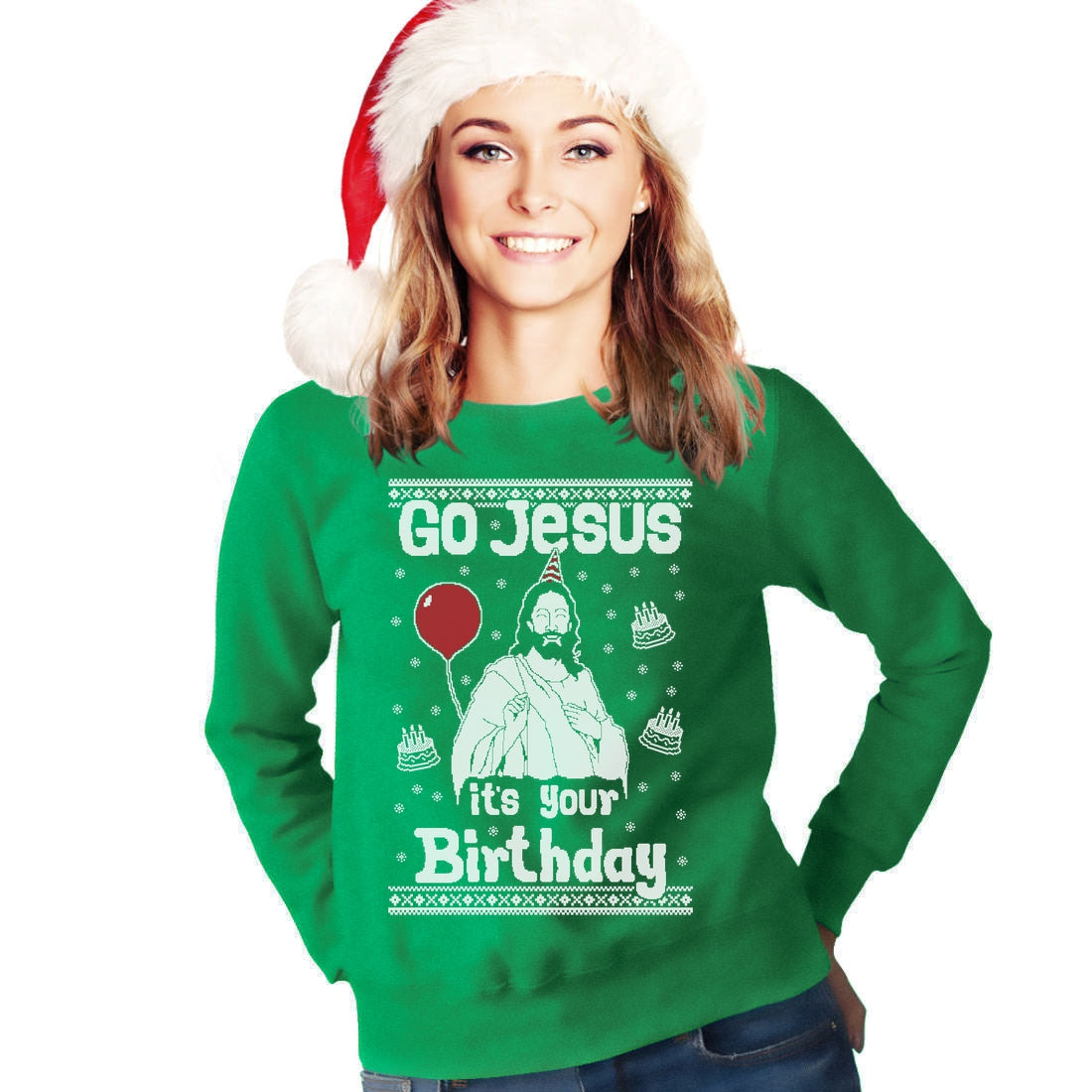 Go Jesus Birthday Ugly Christmas Sweater Frauen Sweatshirt